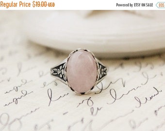 VACATION SALE- Rose Quartz Ring. Antique Silver or Antique Brass