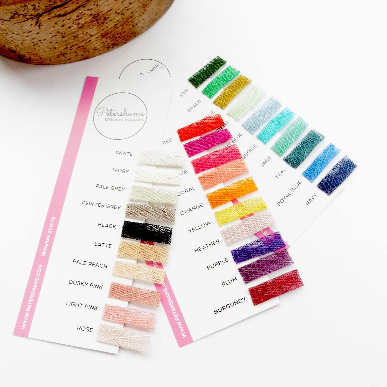 Petershams Millinery Supplies Sinamay Fabric Shade Card