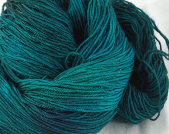 Merino Superwash Sock Yarn, Teal-o-sourus Rex, Hand Dyed