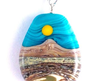 Pendant "Glacial Moraine" Handmade Lampwork Glass Bead
