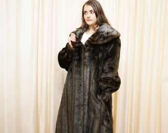 Vintage Gina Scaldi Milano Long Faux Fur Coat Designed in Italy