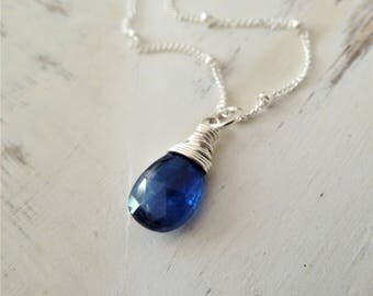 Sapphire Kyanite necklace. Minimalist. September birthday. Sapphire jewelry. Birthstone. Sapphire. Zodiac. Virgo. Gift for her