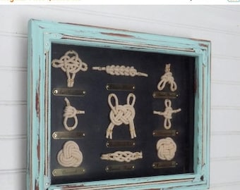 ON SALE Sailor Knot Shadow Box// Nautical Knot// Framed Nautical Knots //Coastal Decor // Beach House