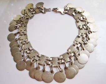 Silver Coin Necklace, Mapuche Choker, Native American Jewelry, Tribal Headband