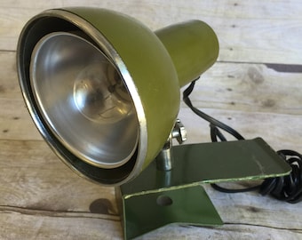 Vintage Bedside Clip On Task Lamp - Green - Chrome - 1950's