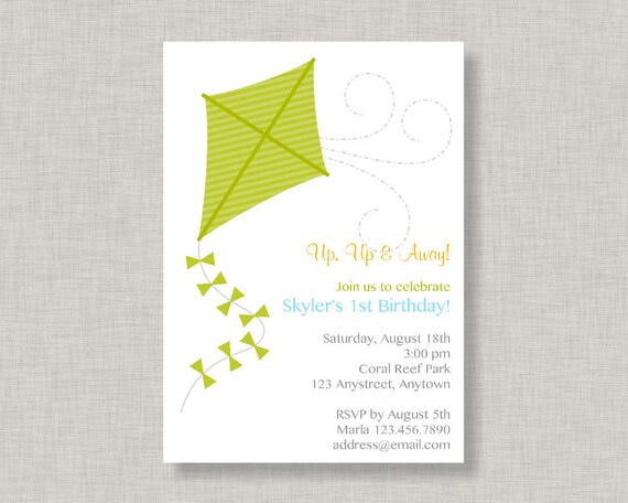 Kite Invitation, Kite Birthday Invitation, Kite Party, Park Party Il_570xn