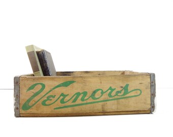 Vintage Wood Vernors Soda Pop Crate / Rustic Storage