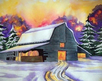 Watercolor painting winter sky dress Watercolor painting winter sky dress
