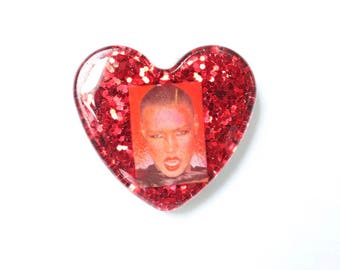 Grace Jones Heart Shaped Pin