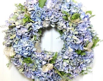 Dried Hydrangea Wreath, Wall Decor, Dried Flower Wreath