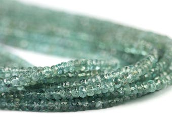 Tourmaline Blue Micro Faceted Rondelles 15 Pieces Blue Green Indicolite Semi Precious Gemstone