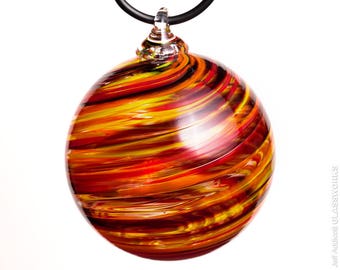Deluxe Hand Blown Glass Ornament - Hot Color Swirls
