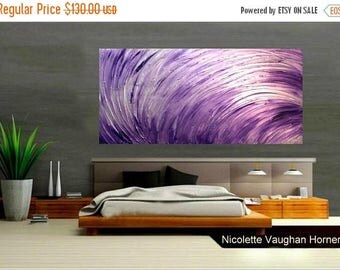SALE XLarge Contemporary Modern Metallic "Purple Odyssey" Abstract Original 48" palette knife impasto oil painting by Nicolette Vaughan Horn