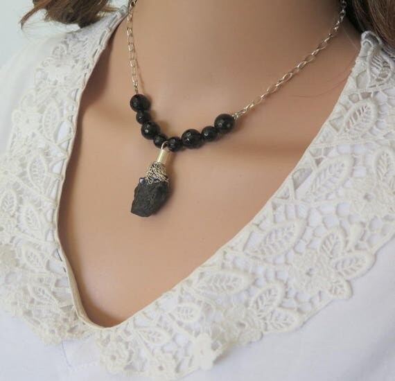 Black Healing Necklace Black Stone Necklace Crystal