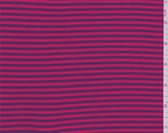 Poppy/Purple Stripe Baby Rib Knit, Fabric By The Yard