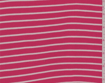 Poppy/White Stripe Baby Rib Knit, Fabric By The Yard