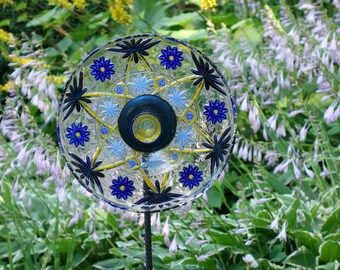 Repurposed Garden art, handmade Garden Sculpture, Repurposed Décor and Glass Yard Art sun catcher with recycled glassware