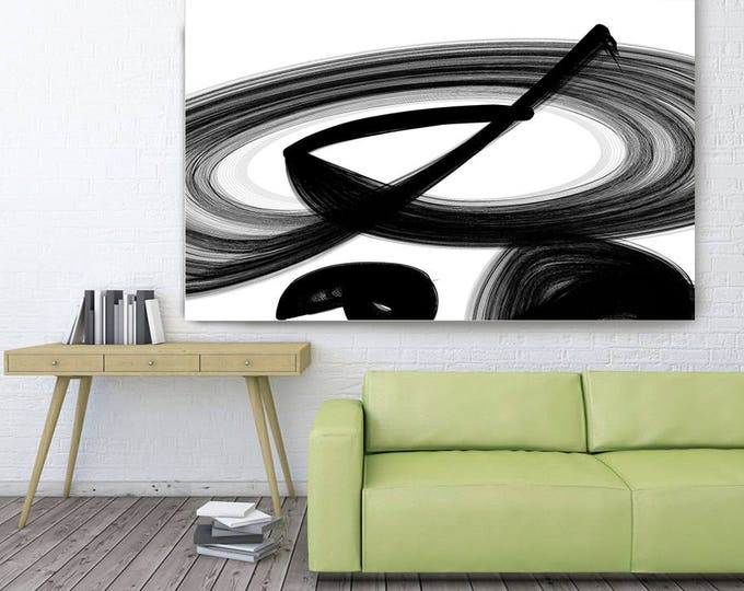 The action or process. Abstract Black and White, Unique Abstract Wall Decor, Large Contemporary Canvas Art Print up to 72" by Irena Orlov