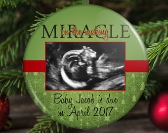 Expecting A Baby Christmas Ornament - Pregnancy Announcement - Ultrasound Ornament - Sonogram Ornament