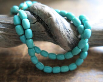 Breathtaking Robin's Egg Blue Kingman Turquoise Barrel Beads, 6mm x 8mm, 17.5" Strand