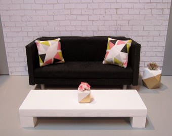 1:12 scale Modern Dollhouse Coffee Table in Bright White (Long rectangular version)