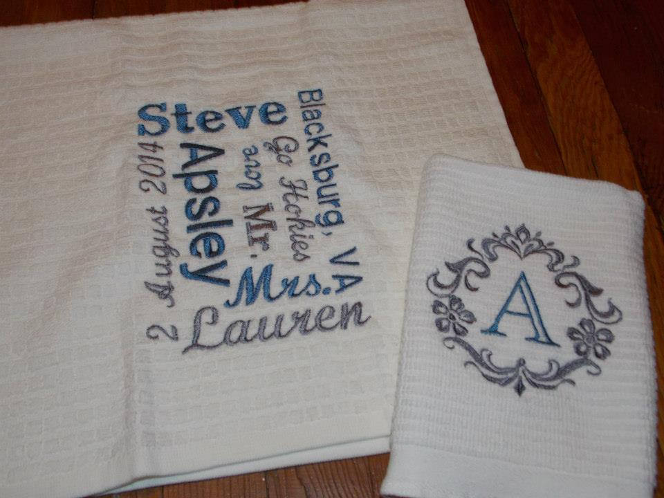 Personalized Kitchen Towel Set Wedding Gift Set Bridal Shower