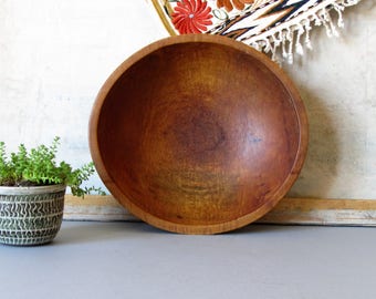 Vintage wooden dough bowl, wooden farmhouse bowl, rustic wood bowl, salad bowl, cottage chic decor