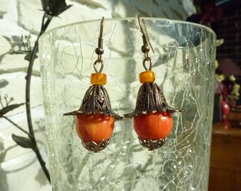 Orange polymer clay earrings