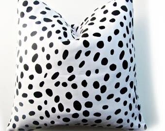Black Dalmatian Pillow Cover.Black & White Polka Dot Pillow Cover.10",12,14,16,17,18",20"22,24",26",Lumbar Pillow, Euro Sham orTable Runner
