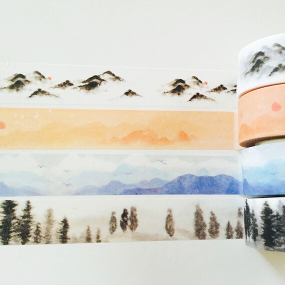 Watercolor Mountains Boxed Washi Tape in 4 Patterns
