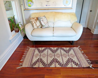 Vintage Wool Rug. Dusty Pinks and Plums. Zapotec Indian Wool Rug. Mexico wool rug. Boho Southwest Rug. 2.5' x 5' | Curious Moose