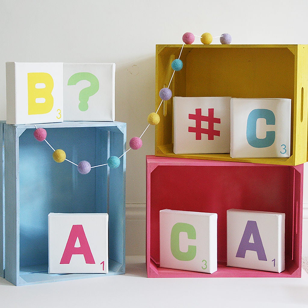 Letter Wall Art Nursery Decor Scrabble Wall Art Pastel