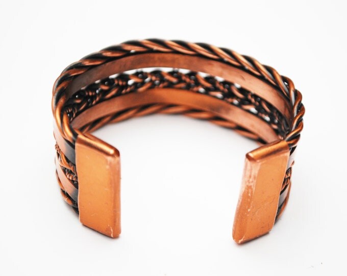 Wide Copper Braided Cuff Bracelet