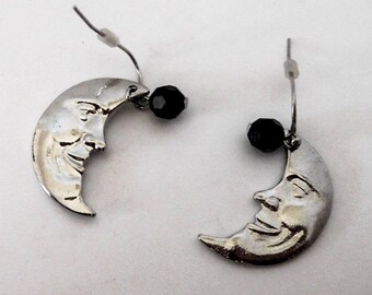 Vintage Crescent Moon Drop Earrings