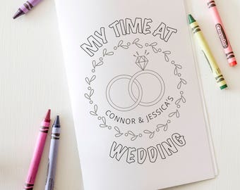 Customized Printable Wedding Coloring Book, Printable Activity Book, Kids Reception Activities, Printable Children's Coloring Pages