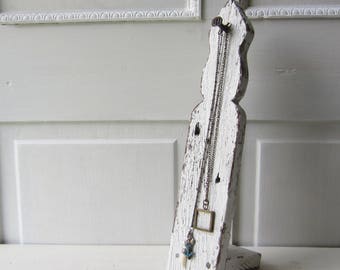 Narrow Necklace Display - Individual Necklace Display - Chippy White Architectural Salvage Necklace Holder - Quantities Available