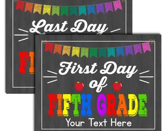 First Day of Fifth Grade School Sign, INSTANT DOWNLOAD and Editable