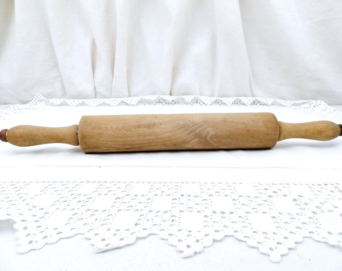 Vintage Rustic French Beech Wooden Rolling Pin, French Country Cottage Decor, Wooden Treen Primitive Kitchenware, Kitchenalia from France
