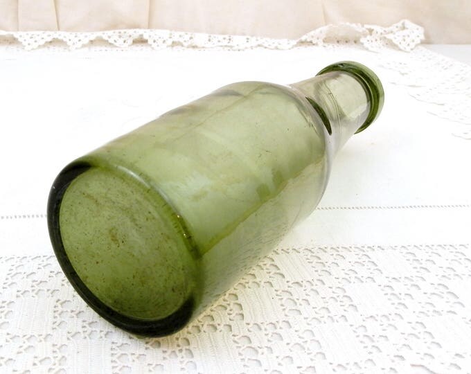 Antique French Green Blown Glass Milk Bottle, Unusual Shaped Bottle from France, Country Farmhouse Decor, Diary Decorators Piece , Vase Antique French Green Blown Glass Milk Bottle, Unusual Shaped Bottle from France, Country Farmhouse Decor, Diary Decorators Piece , Vase