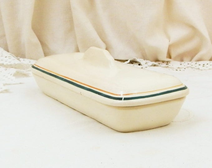 Antique French Soap Dish from France by Badonviller, Retro Bathroom Ware Toothbrush Lidded Dish, Trinket Box, Vintage Brocante Fleamarket Antique French Soap Dish from France by Badonviller, Retro Bathroom Ware Toothbrush Lidded Dish, Trinket Box, Vintage Brocante Fleamarket