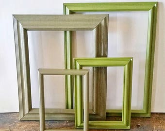 Empty Picture Frame Set Of 4 Green Rustic Wall Decor