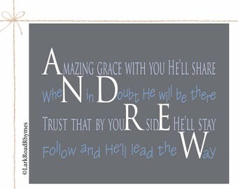 Baptism Gift Nursery Decor Printable Graduation Gift Nursery Wall Art Kids New Baby Baby Boy Christening Custom Personalized 8x10 Andrew