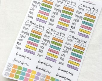 CC Foundations Stickers, Weekly Subject Checklist, Planner Stickers, Homeschool, Classical Conversations Stickers