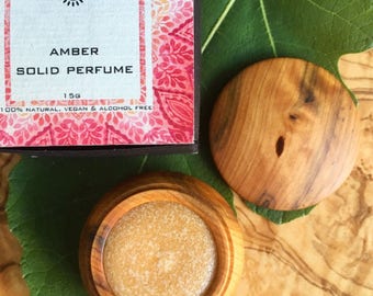 Amber Solid Perfume made from Moroccan Amber resin. Natural, vegan and alcohol free.