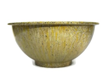 Vintage Texas Ware Mixing Bowl 118 Yellow Black Tan Melamine Melmac Confetti Splatter Speckle