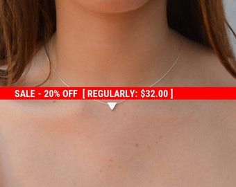 SALE 20% OFF Triangle necklace,silver triangle,geometric necklace,silver necklace,sterling silver,gift for her,delicate necklace,triangle