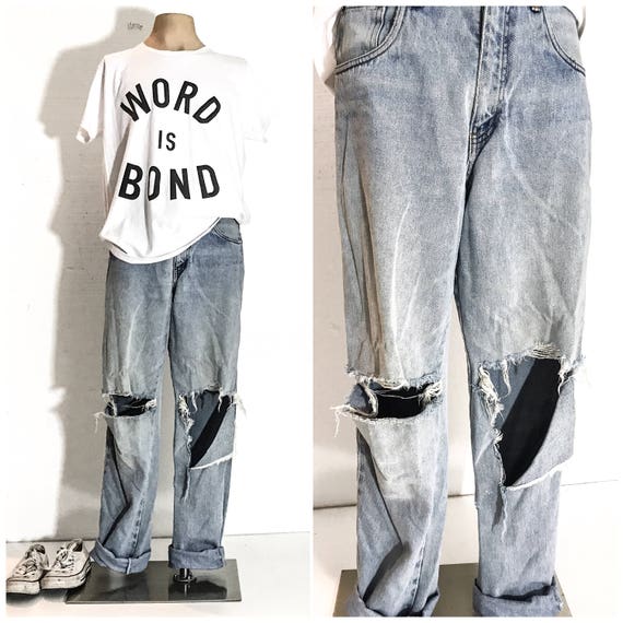 90s Clothing VINTAGE RIPPED JEANS Men Destroyed 90s Clothing VINTAGE RIPPED JEANS Men Destroyed
