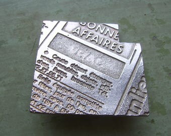 A Vintage French Brooch/Pin - 'Biche Bere' Brand - Costume/Couture Jewellery - Typographic - Silver Tone - Circa 1990's.