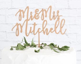 Mr and Mrs Cake Topper, Custom Wedding Cake Topper, Custom Last Name Cake Topper, DIY Cake Topper