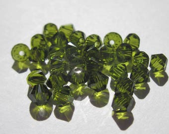 20 genuine 3 mm olivine green (121) swarovski crystal bicones